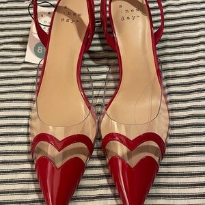 A New Day Red Heels‎ with Transparent Panels